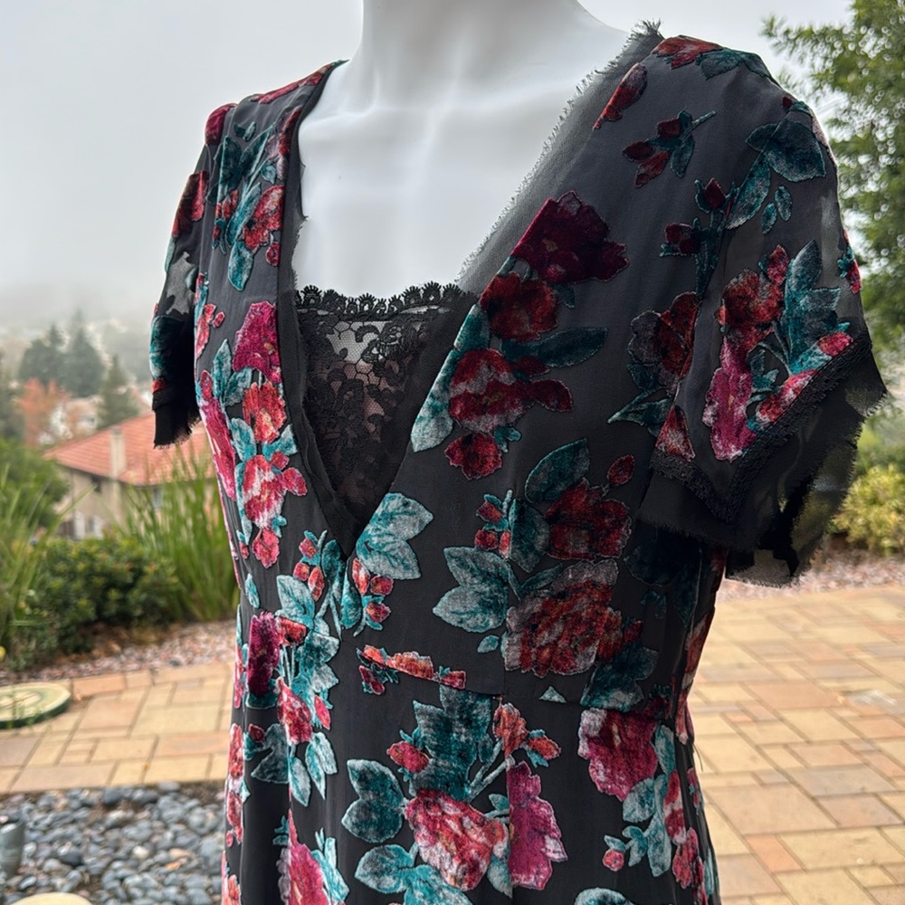 Vintage velvet silk Nanette Lepore belle floral dress gown $648 Y2K luxe - Picture 12 of 17